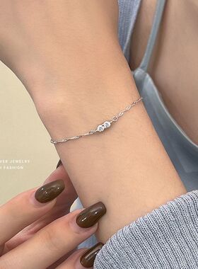 S925纯银超闪锆石水波链手链女