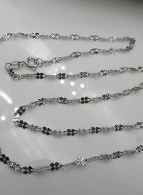S925纯银电白金项链女细锁骨链学生礼物简约百搭蝴蝶瓦片链子花链