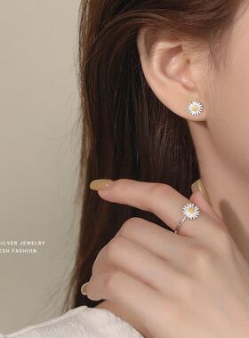 小雏菊森系项链女s925纯银简约小清新耳钉百搭韩版锁骨链时尚手链