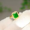 Natural grade A jadeite safe square ring