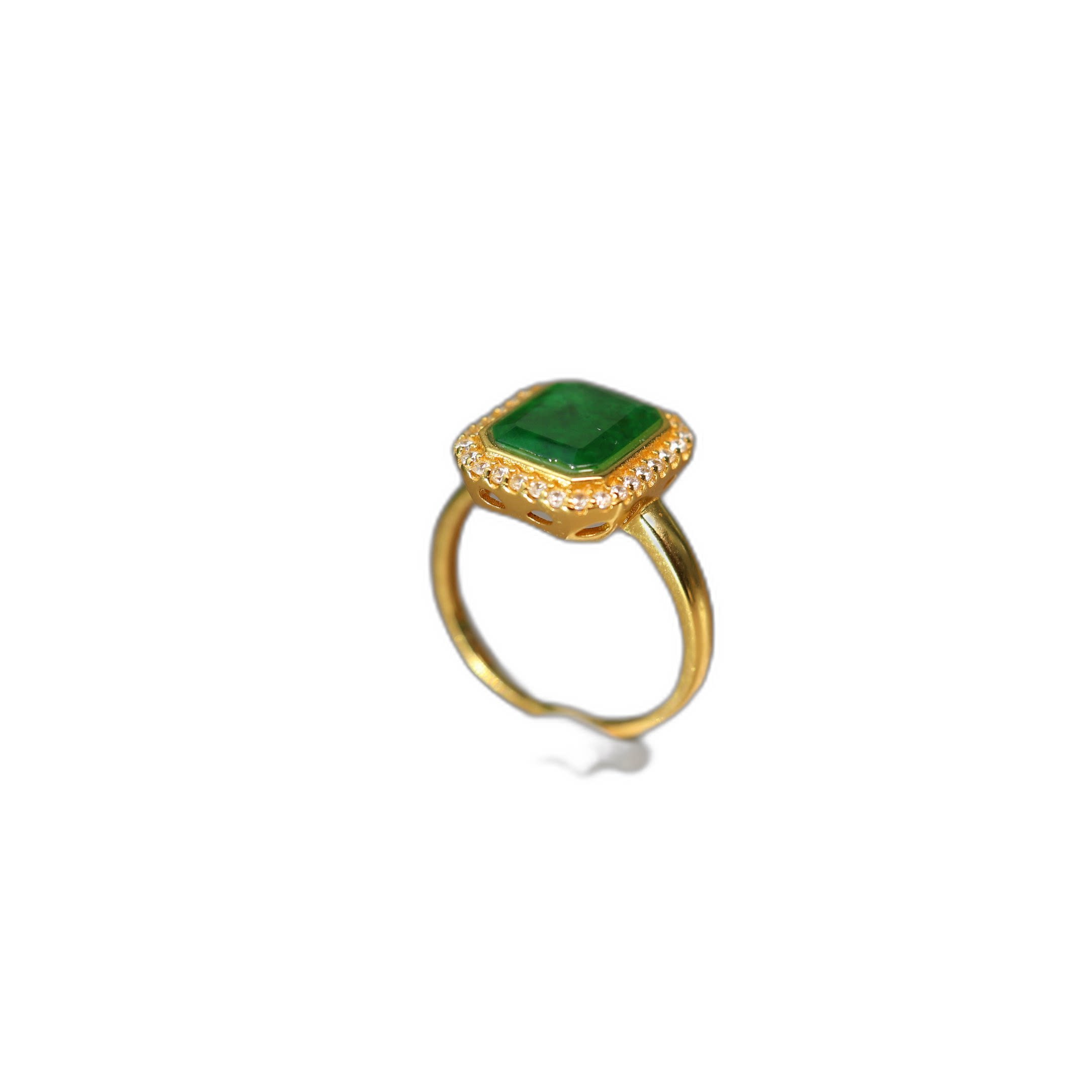 Natural grade A jadeite safe square ring