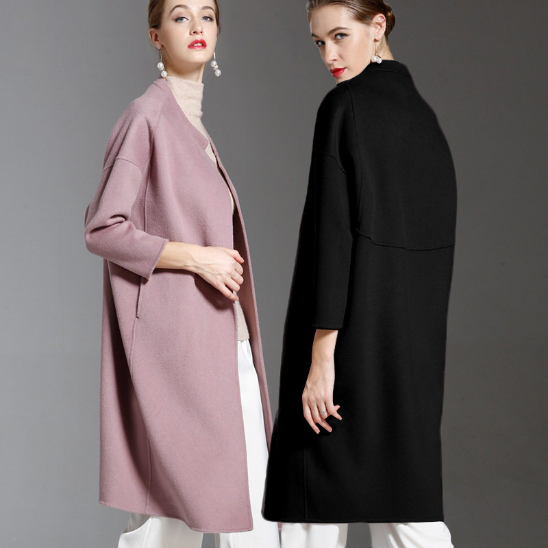 2025秋冬欧美新款羊绒大衣单排扣小立领双面呢大衣羊毛呢子外套女,淘宝优惠券,粉丝福利购,淘宝优惠卷