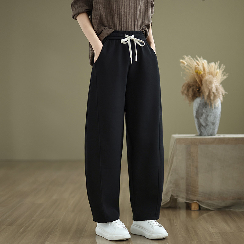 加绒针织卫裤女冬季高腰显瘦运动直筒裤休闲百搭阔腿长裤镰刀裤子,淘宝优惠券,粉丝福利购,淘宝优惠卷