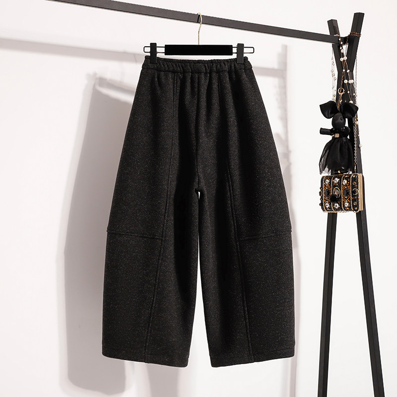 大码加绒加厚毛呢阔腿裤女冬季宽松慵懒松弛感裤子休闲九分弯刀裤,淘宝优惠券,粉丝福利购,淘宝优惠卷