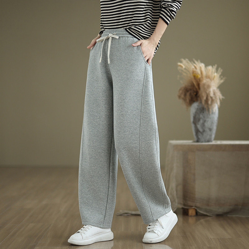 加绒针织卫裤女冬季高腰显瘦运动直筒裤休闲百搭阔腿长裤镰刀裤子,淘宝优惠券,粉丝福利购,淘宝优惠卷