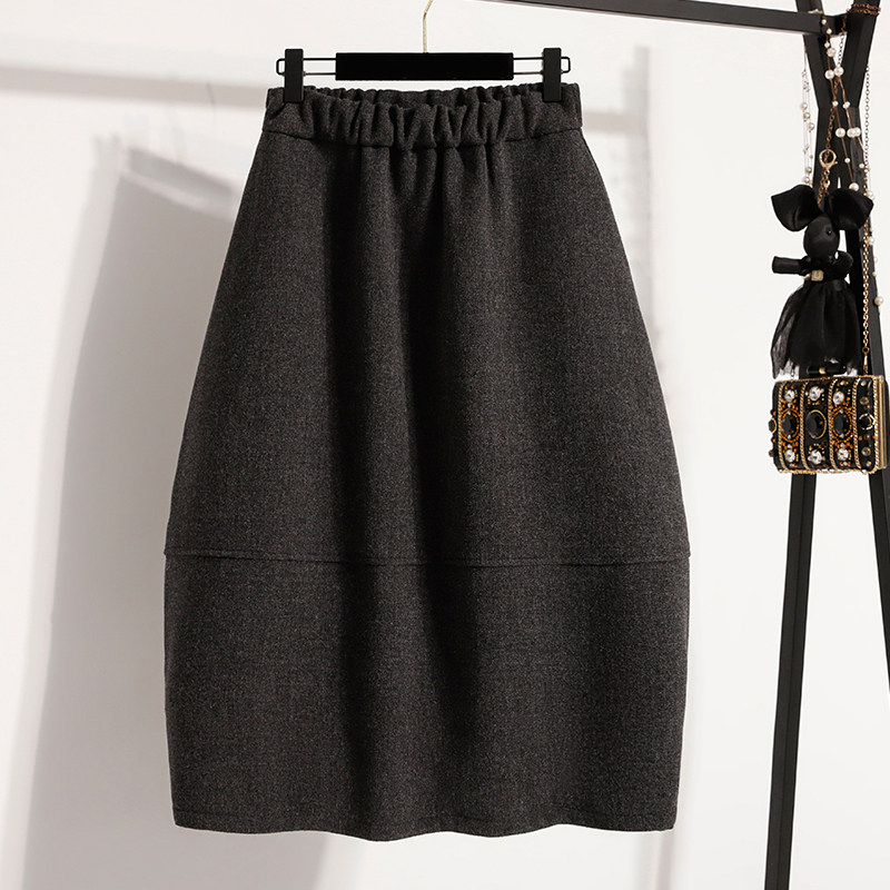 毛呢花苞半身裙女秋冬大码胖mm梨形身材遮胯显瘦中长款a字灯笼裙,淘宝优惠券,粉丝福利购,淘宝优惠卷