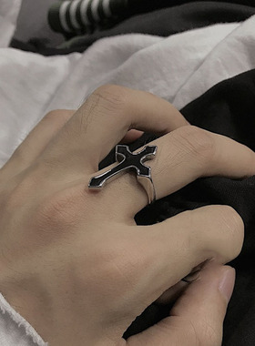 复古潮人十字架戒指可调节食指戒自律小众设计朋克开口指环