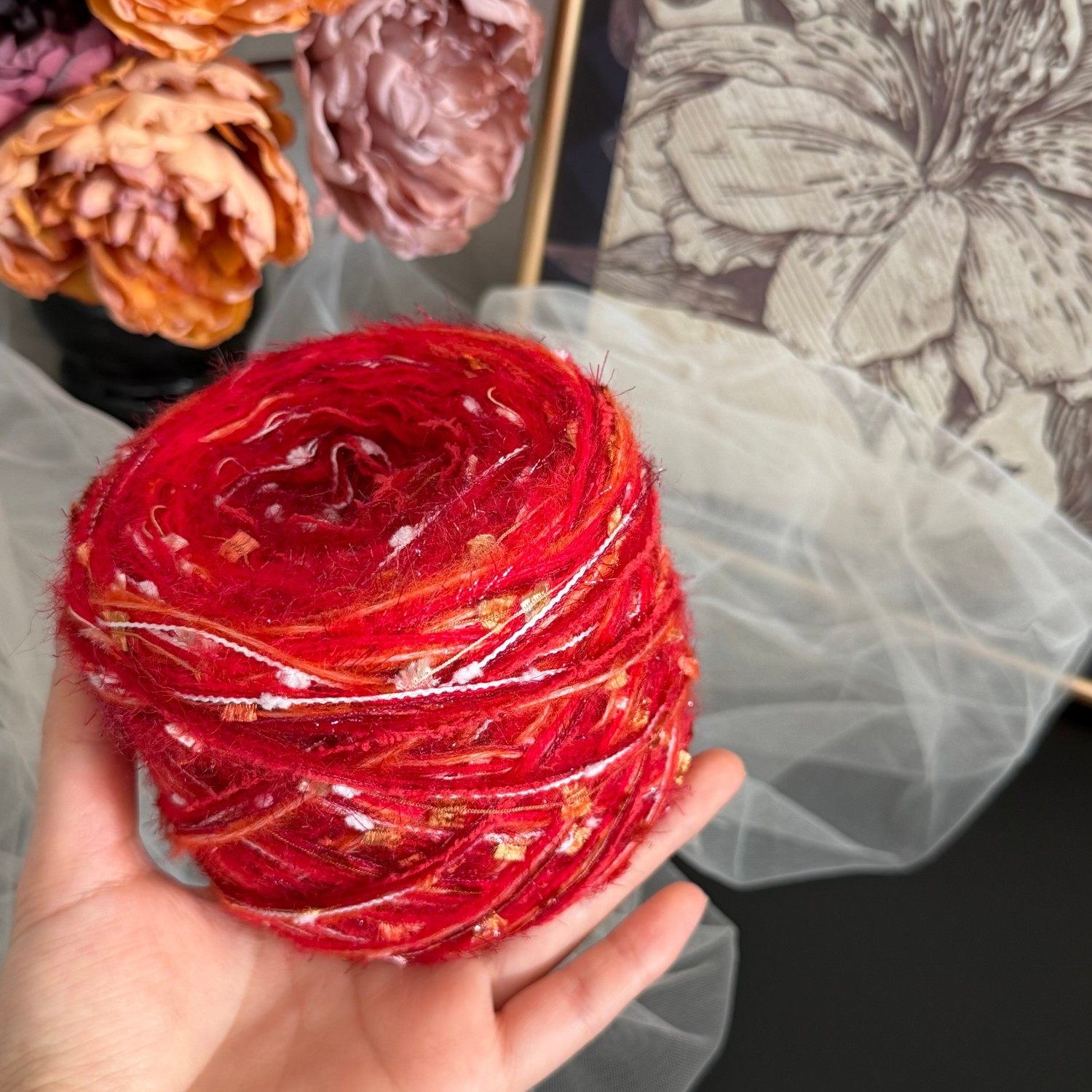 红色手混线钩织毛线diy围巾新年花环钩织帽子车挂春节装饰喜庆红,淘宝优惠券,粉丝福利购,淘宝优惠卷