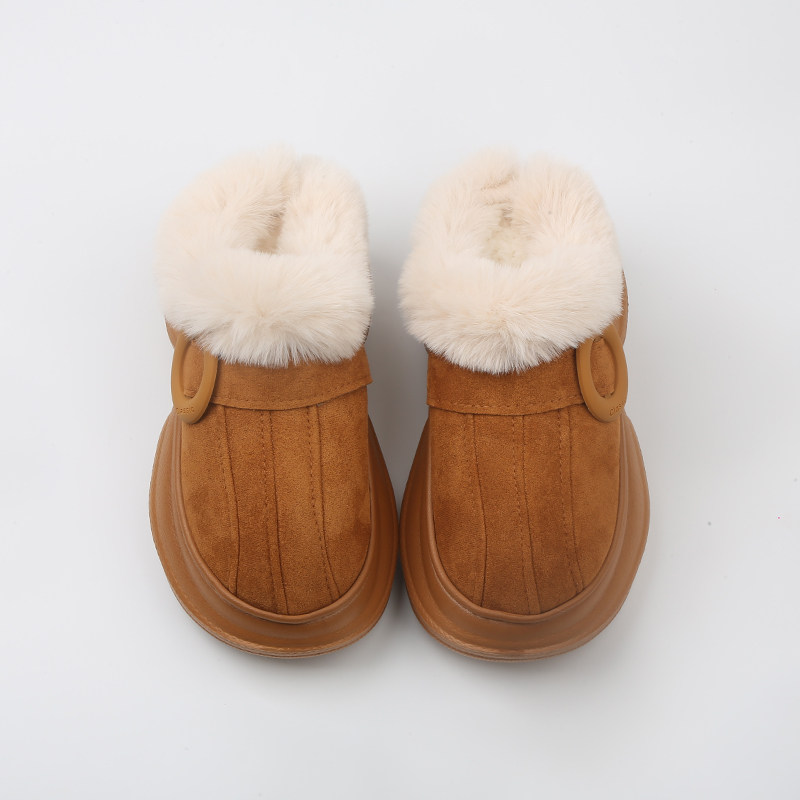 SUNNY COLOR厚底增高毛毛拖鞋女冬季室内外穿加绒保暖包头棉拖鞋,淘宝优惠券,粉丝福利购,淘宝优惠卷