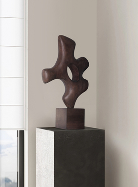 样板间玄关装饰抽象艺术木雕摆件