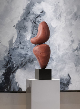 样板房玄关装饰抽象艺术木雕摆件