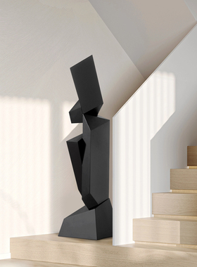 酒店玄关抽象木雕落地摆件