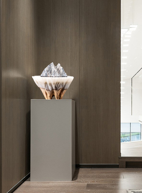 富士山木雕艺术品样板间落地摆件