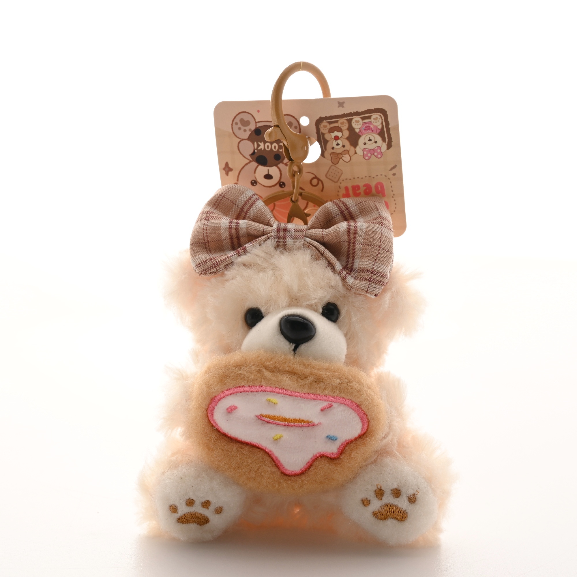 原创饼干小熊系列钥匙扣包包挂件可爱毛绒公仔书包挂饰玩偶礼物 - 图0