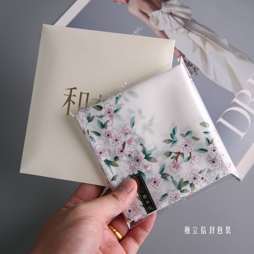 和木记花千寻樱花女士纯棉手帕礼盒随身擦汗情人节送闺蜜生日 - 图3