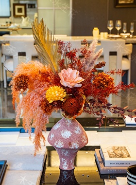 【秋焰】秋日复古干花永生花客厅边几装饰摆件持久免养护花艺