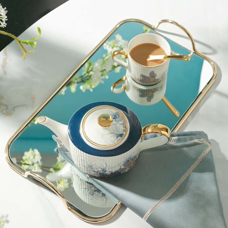 华光骨瓷咖啡套装轻奢华美式欧式下午茶咖啡具组合礼盒装罗马竖纹 - 图0