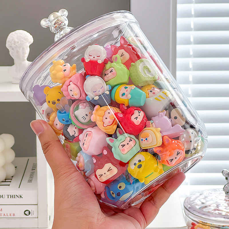 萌粒收纳盒大容量迷你手办展示架密封糖果罐摆件置物架透明胖胖瓶,淘宝优惠券,粉丝福利购,淘宝优惠卷