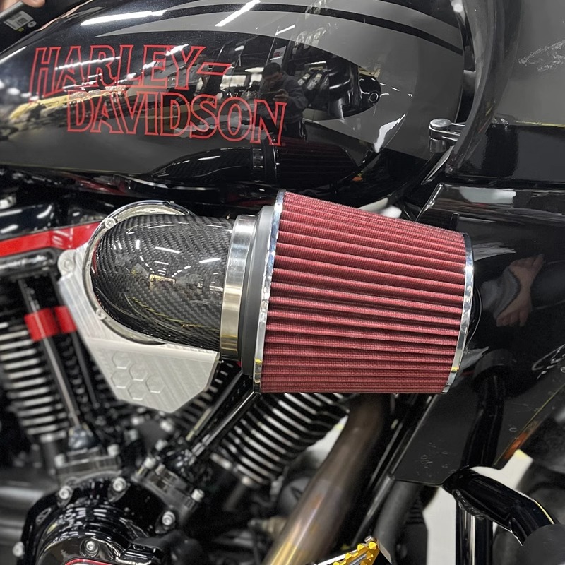 Black3适用于哈雷121CVO/ST大道公路滑翔进气蘑菇头碳纤维空滤 - 图0