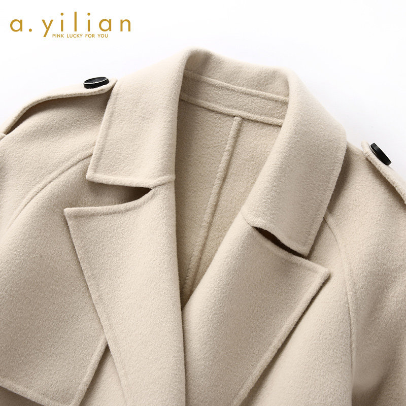 阿依莲2020冬季新品百搭甜美呢大衣 ayilian毛呢外套