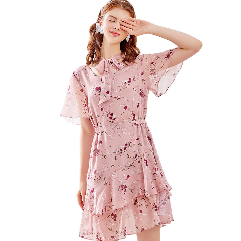 阿依莲雪纺夏季新款休闲宽松中长裙 ayilian连衣裙