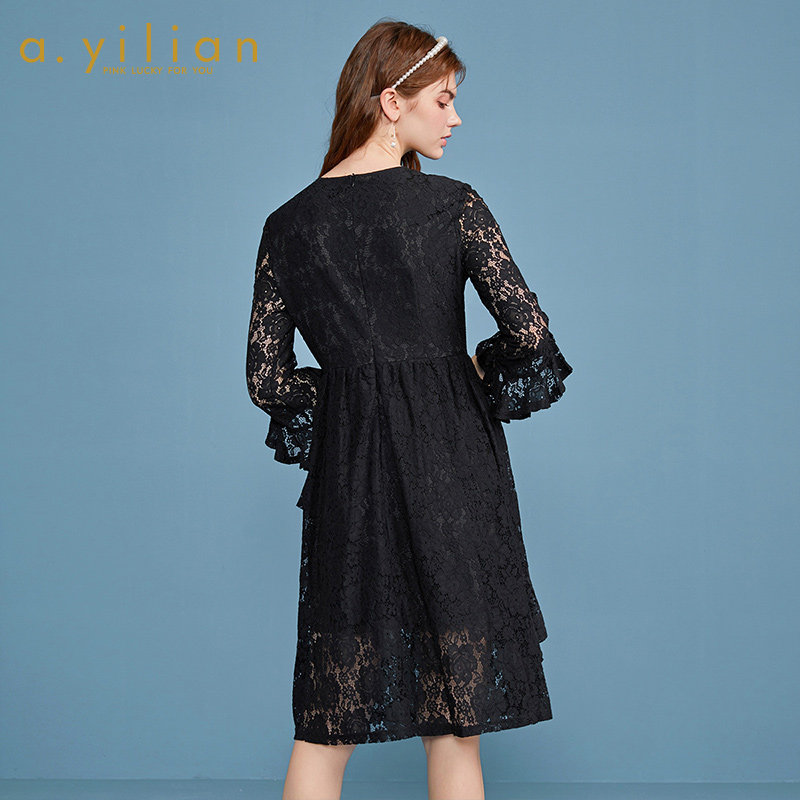 阿依莲2020秋冬装新款女气质连衣裙 ayilian连衣裙