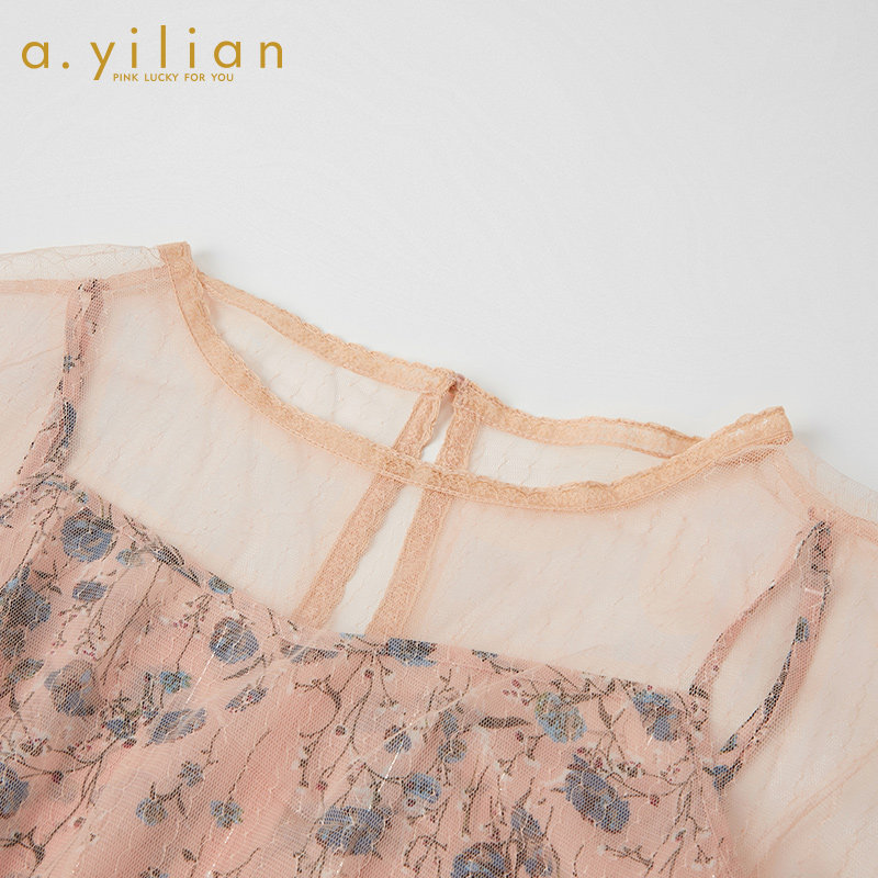 阿依莲夏季新款雪纺显瘦中长裙 ayilian连衣裙