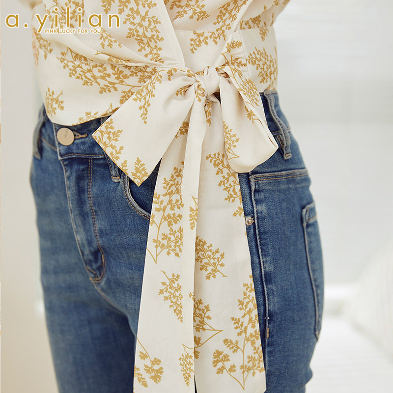 阿依莲新款女设计感花色小众衬衫 ayilian衬衫