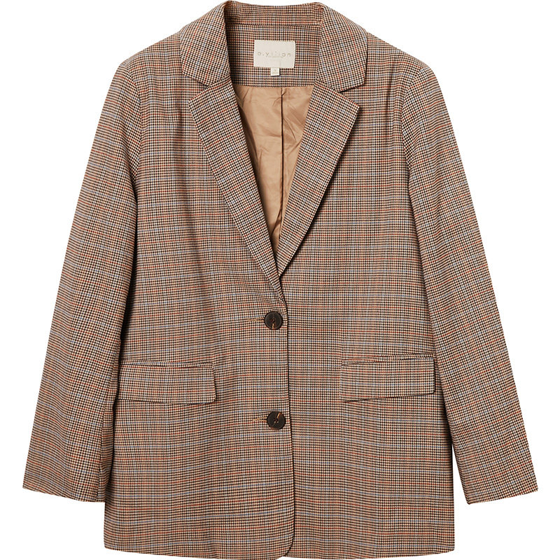 阿依莲新款格子西装外套设计感小众 ayilian西装