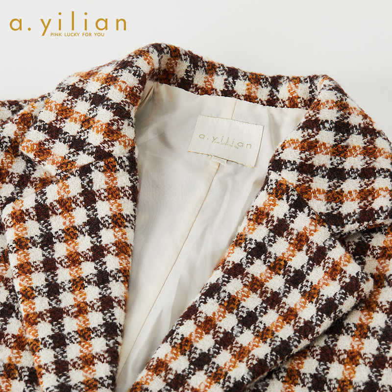 阿依莲2021新款宽松休闲毛呢大衣 ayilian毛呢外套