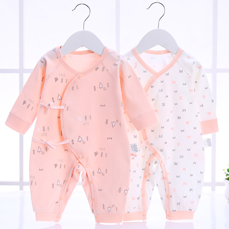妙纬新生婴儿衣服纯棉宝宝连体衣满月和尚服春装0一3月婴儿冬装-图1
