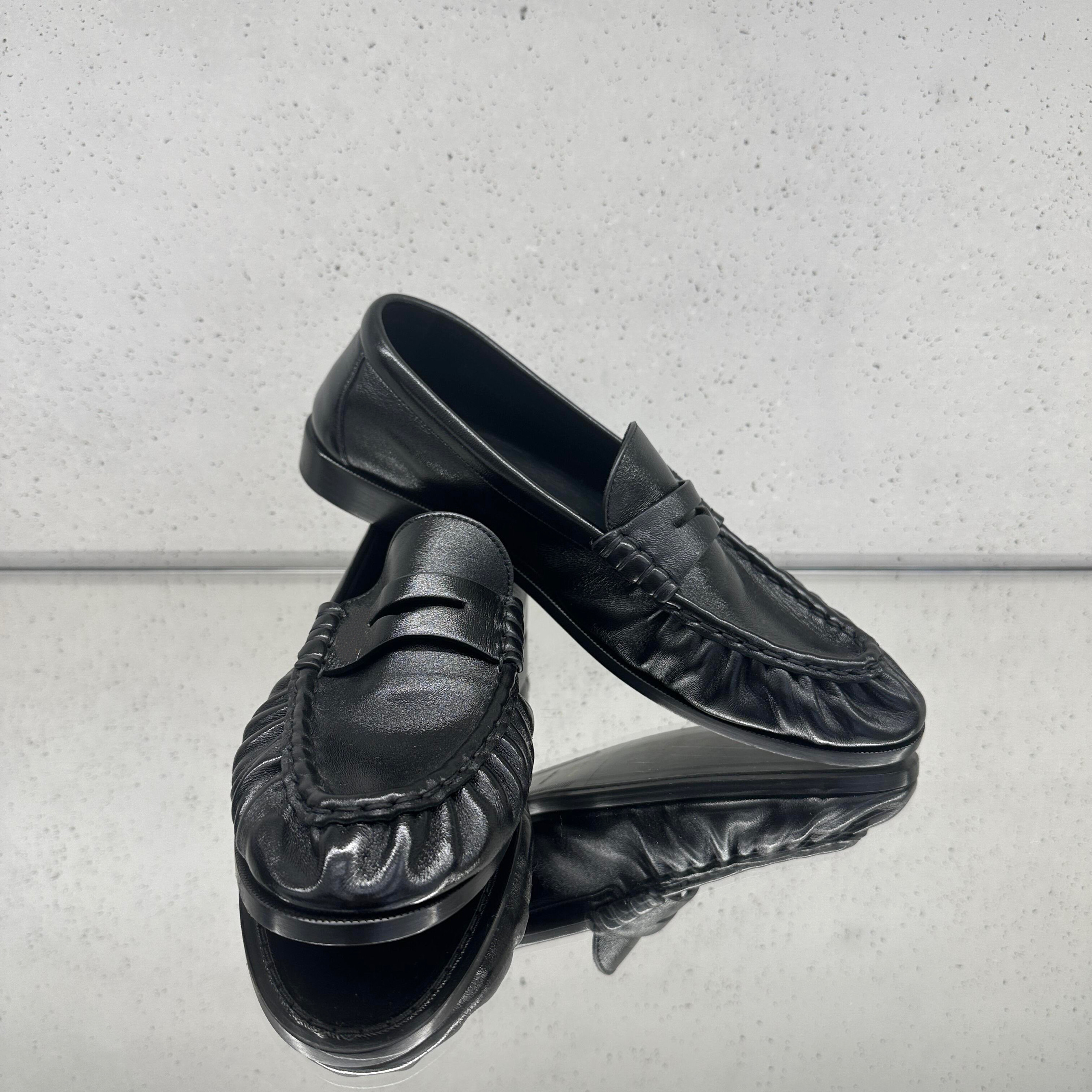 暗黑复古褶皱鳗鱼乐福鞋男女一脚蹬懒人鞋尖头德比鞋粗跟休闲皮鞋,淘宝优惠券,粉丝福利购,淘宝优惠卷