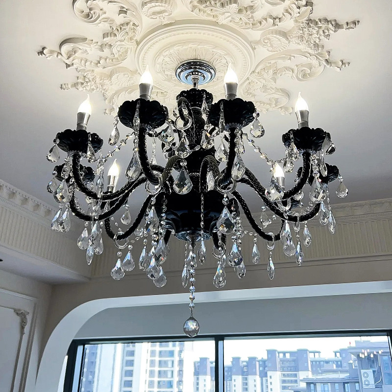 法式复古客厅水晶吊灯轻奢灯具黑色高级感2026新款设计师大厅主灯,淘宝优惠券,粉丝福利购,淘宝优惠卷