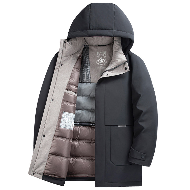 雅鹿男士鹅绒羽绒服2025冬季新款中长款中年加厚爸爸冬装外套极寒