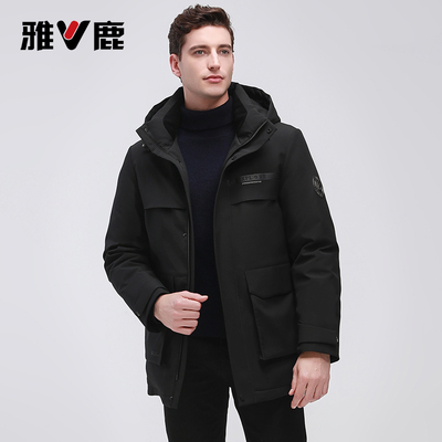 雅鹿男士商务休闲中长款羽绒服