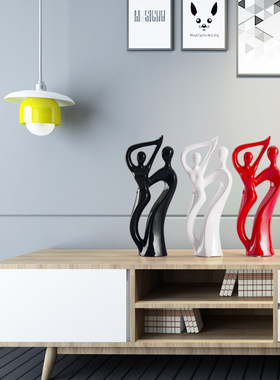 摆设中国红恋人舞者现代家居摆件