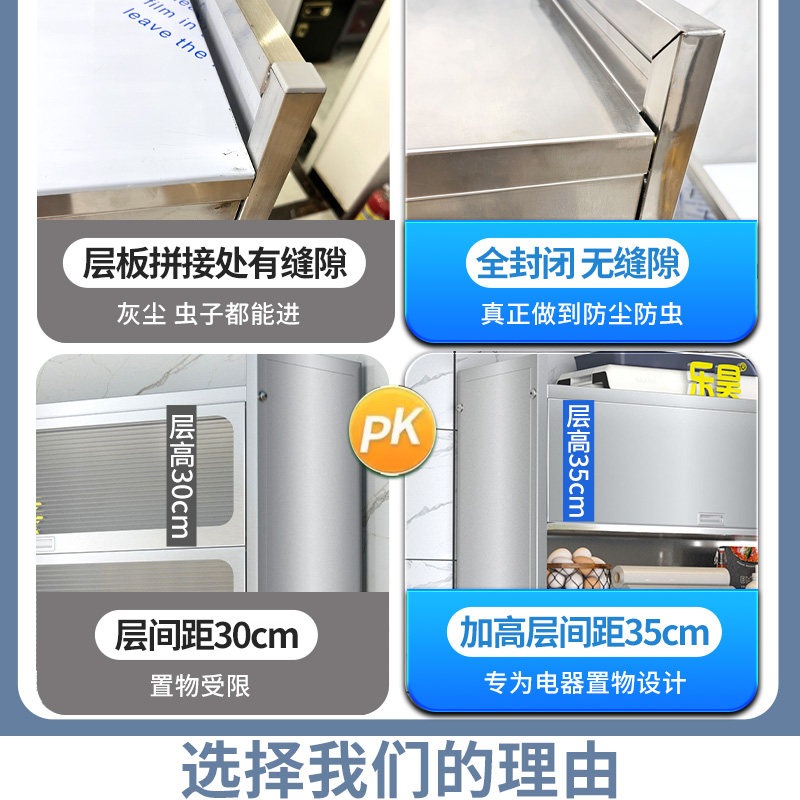乐昊304不锈钢橱柜厨房置物架带门碗柜多功能全封闭储物收纳柜子,淘宝优惠券,粉丝福利购,淘宝优惠卷