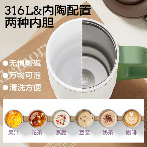 物生物巨无霸吸管保温杯女高颜值大容量水杯陶瓷内胆车载冰霸杯子 图片 3