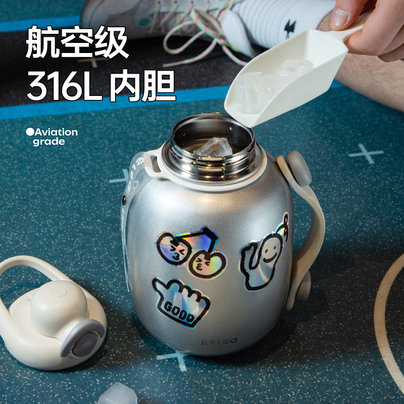 保温杯大容量316L男士吨桶吨学生健身便携2025新款运动带吸管水壶 - 图0