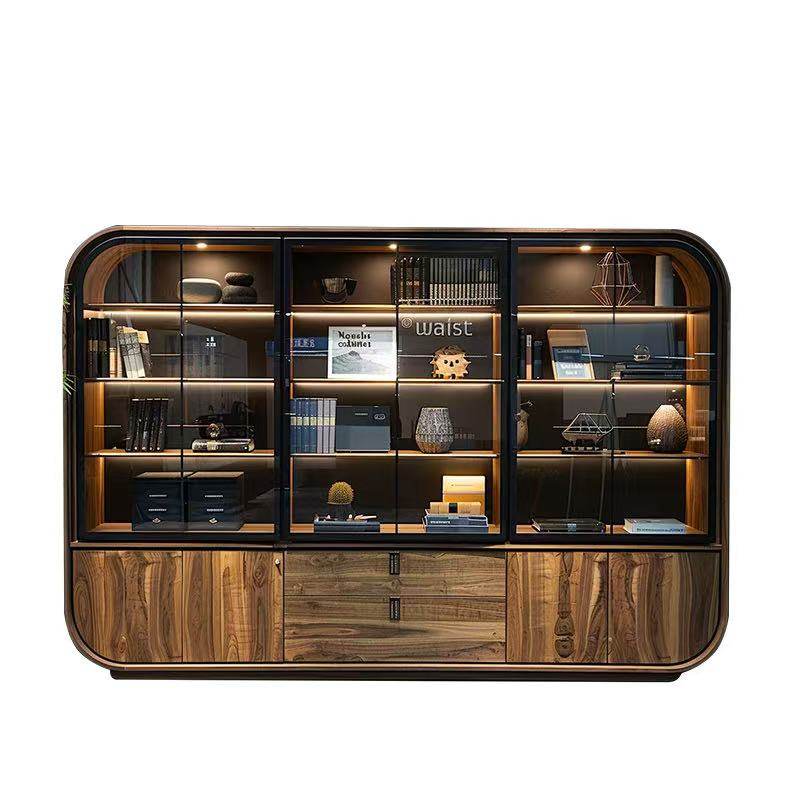 新中式博古架实木书架落地置物架黑胡桃木客厅展示柜储物收纳柜子,淘宝优惠券,粉丝福利购,淘宝优惠卷