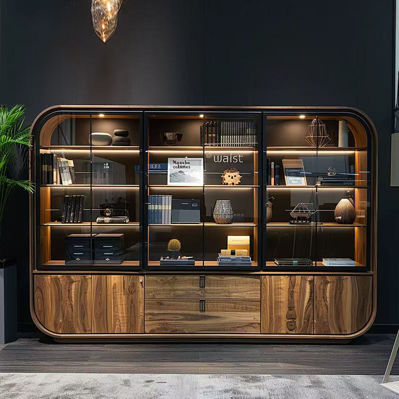 新中式博古架实木书架落地置物架黑胡桃木客厅展示柜储物收纳柜子,淘宝优惠券,粉丝福利购,淘宝优惠卷