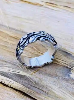 卷草情侣对戒纯银轻奢