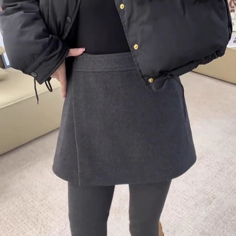 不规则毛呢裙裤加厚短裤大码冬高腰遮肚外穿打底a字休闲阔腿靴裤,淘宝优惠券,粉丝福利购,淘宝优惠卷