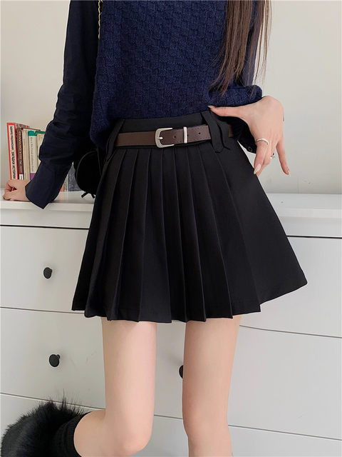 Khaki pleated skirt women's plus size short skirt