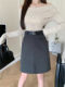 Large size high waist woolen midi skirt to make you look slim skirt