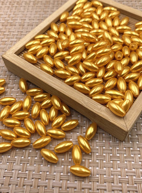 6x12mm金黄色直孔米珠diy手工制作麦穗材料包珠 服装辅料散珠配件