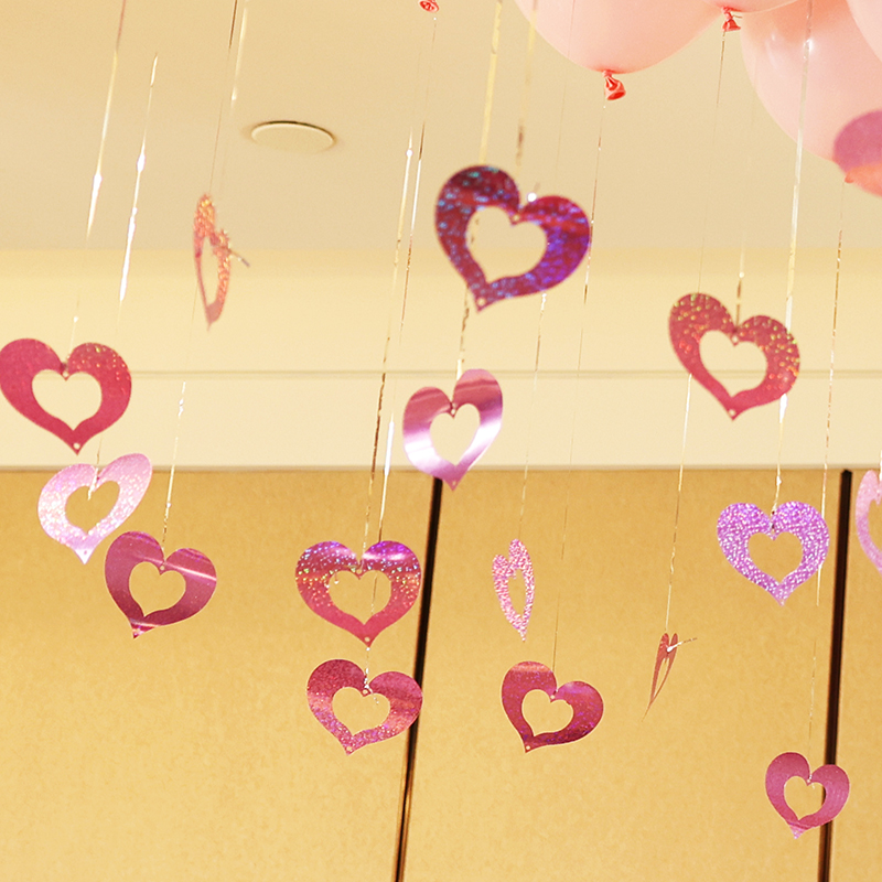 爱心吊坠亮片雨丝圆形气球生日派对求婚创意布置用品结婚房-图0