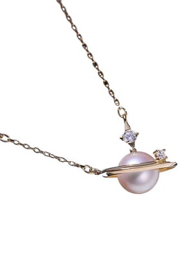 s925纯银星球项链珍珠吊坠空托锁骨链纯银星球地球仪空托通体纯银