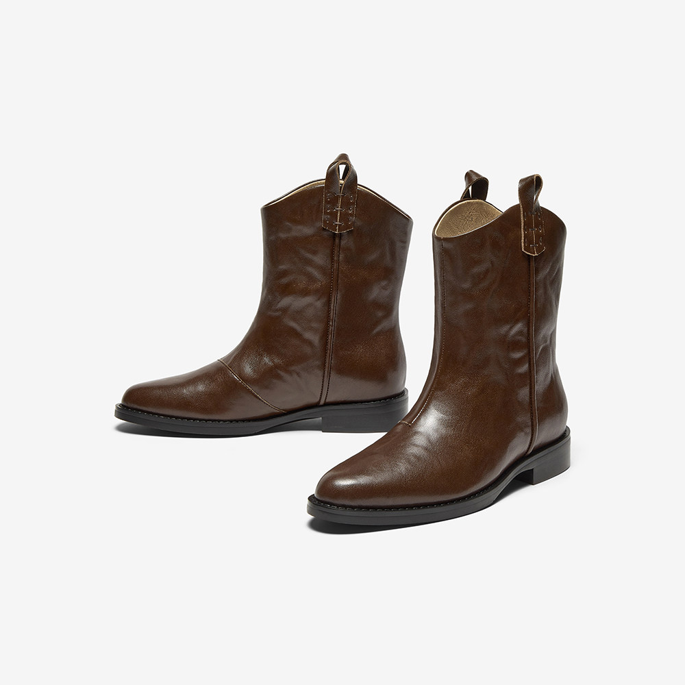 董璇同款Bata小耳朵西部靴女冬季新款复古百搭中筒时装靴53523DZ4,淘宝优惠券,粉丝福利购,淘宝优惠卷