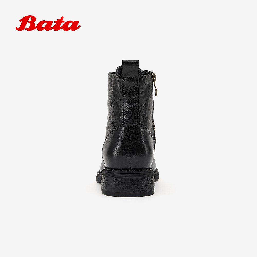 Bata马丁靴2025冬季新款复古英伦风牛皮时尚粗跟时装靴58028DD5,淘宝优惠券,粉丝福利购,淘宝优惠卷